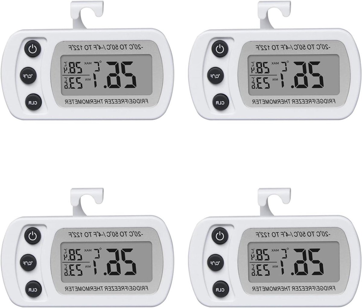 4X Digitale Vriezer Thermometer LCD Waterdichte Koelkast Thermometer Huishoudelijke Elektronische Thermometer