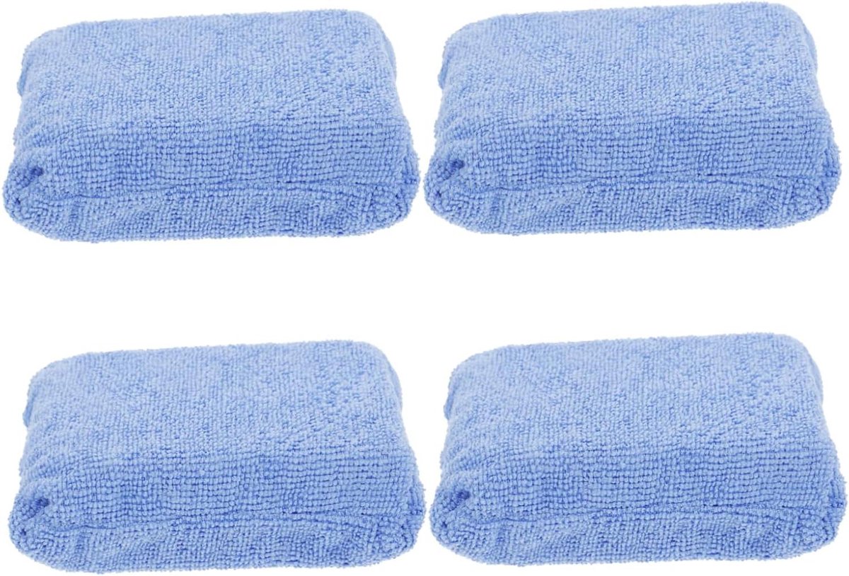 Microvezel Spons - Reinigingsspons - Auto Wassen - Krasvrij Ontwerp - 4 Stuks - Blauw