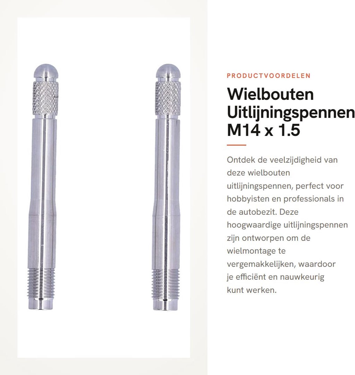 Dailygoods- Wielbouten Uitlijningspennen - 2 Stuks - M14 x 1.5 Draad - Roestvrij Staal - Auto Gereedschap - Compatibel met GM/PSA/Saab - Uitlijnpen