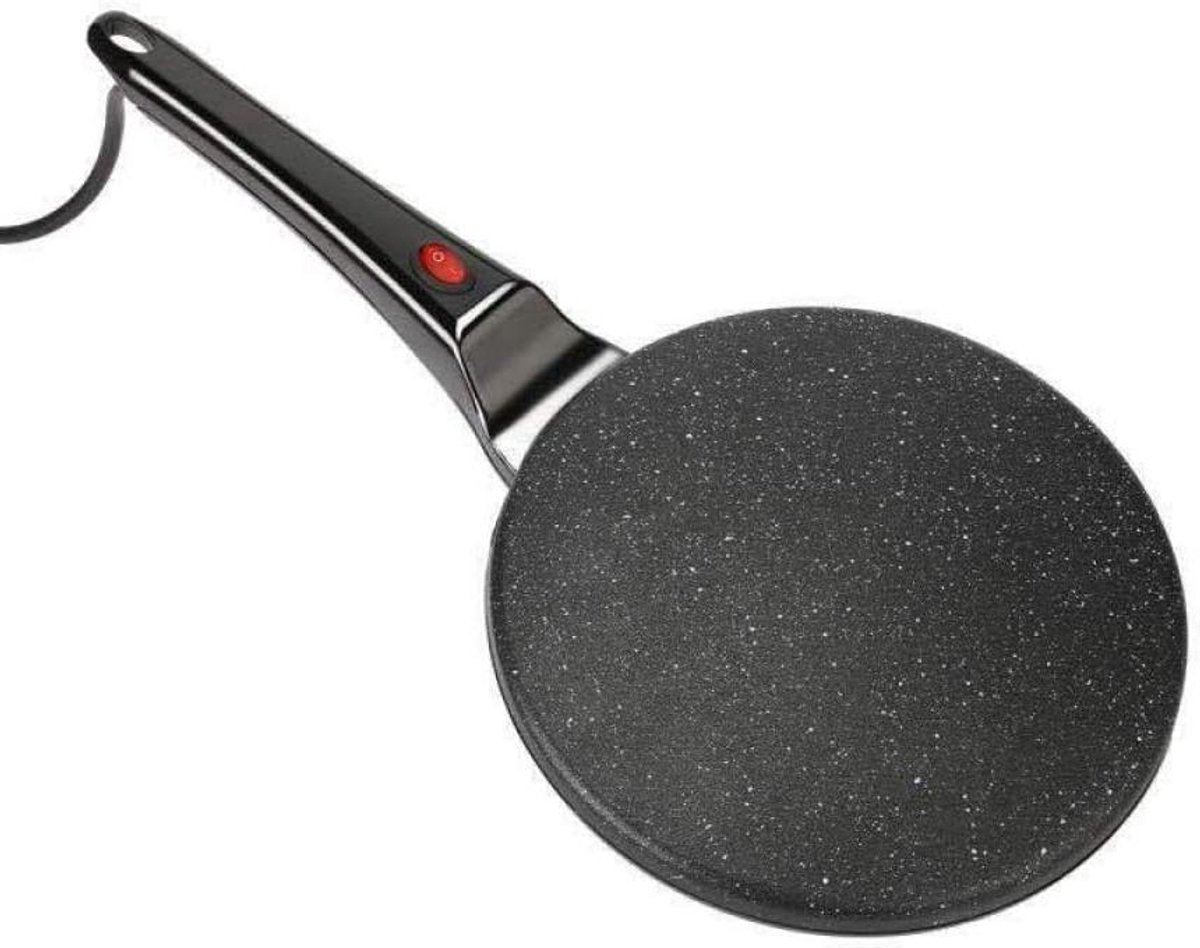 Elektrische Pannenkoekenmaker - Crêpe Pan - Lekkere Pannenkoeken Bakken - Instelbare Thermostaat - 20 cm Diameter - Zwart