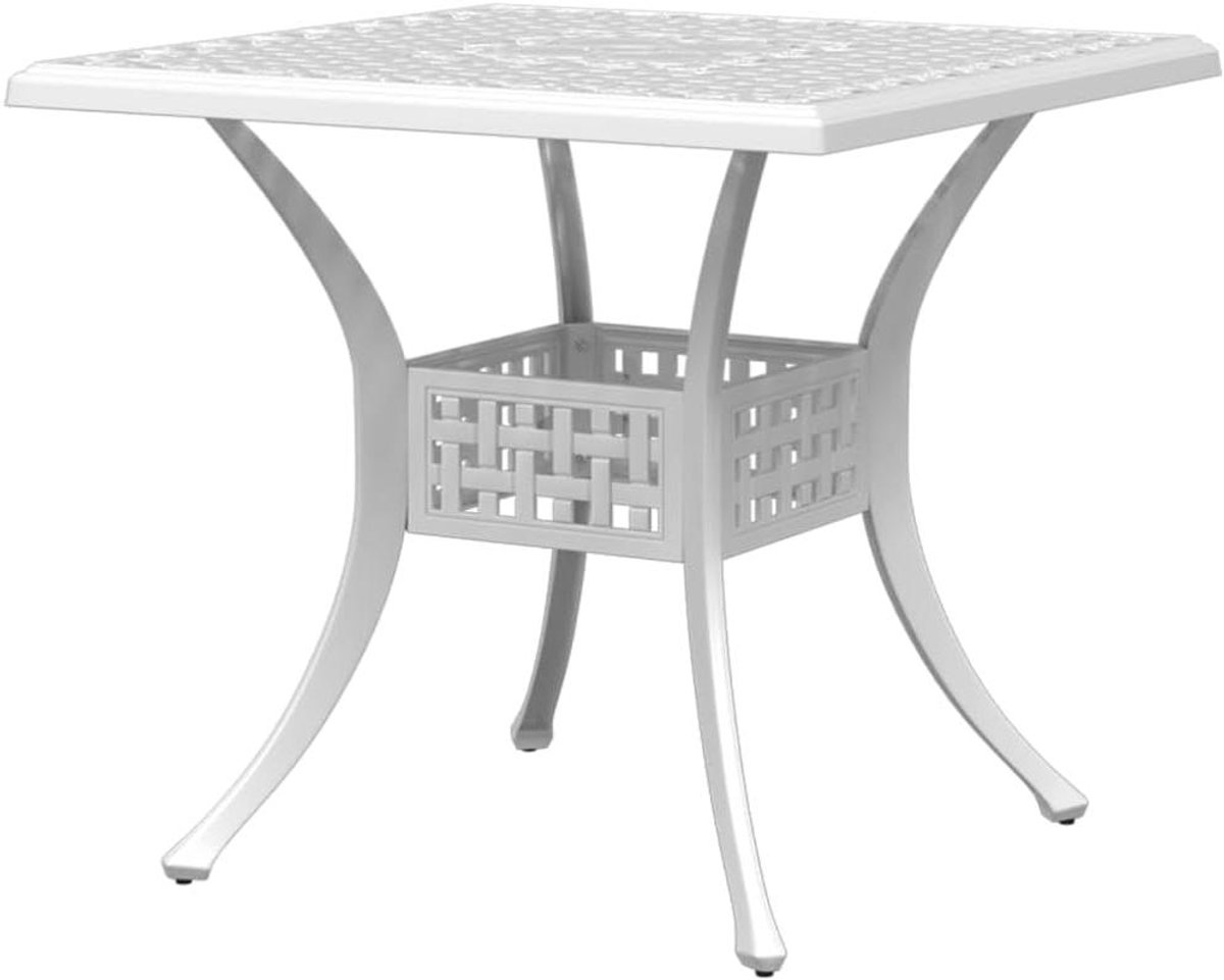 Gietijzeren Aluminium Tuinstafel - Terrastafel Buiten - Buiten Eten - Met Parasolgat - 80 x 80 x 75 cm - Wit