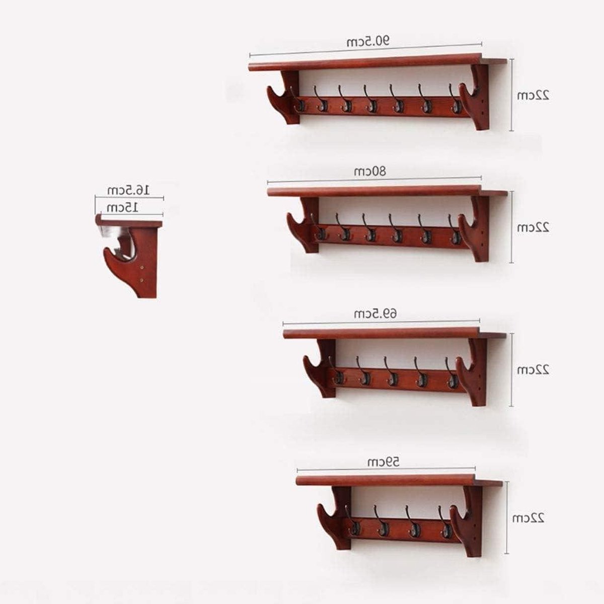 Wandkapstok met plank - Houten halplank - Jassen ophangen - Vintage metaal - Niet gespecif