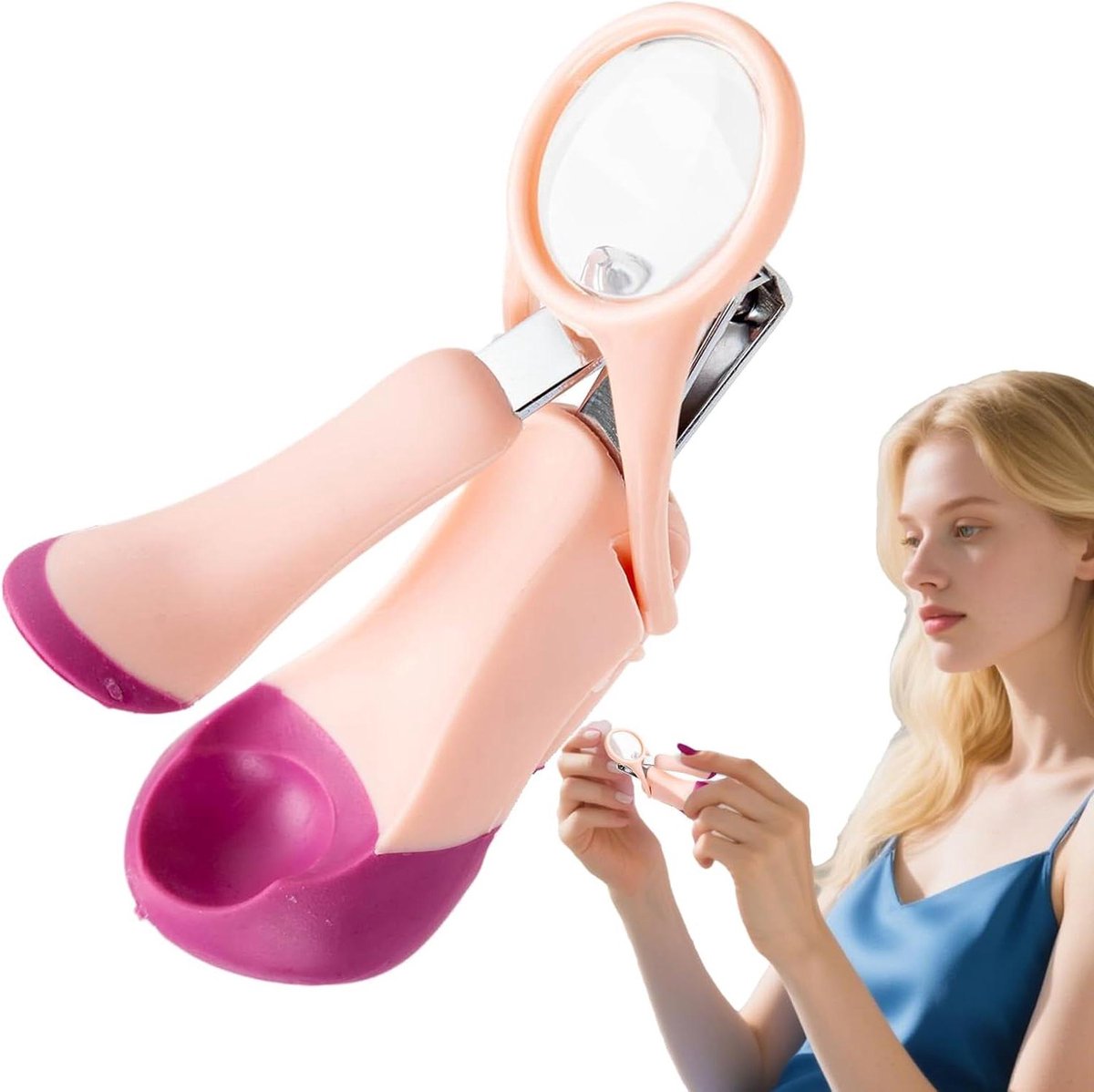 Nagelknipper met Vergrootglas - Kindernagelvijl Baby nagelschaar - Nauwkeurige Nagelverzorging - Geïntegreerde HD-lens - 145 cm - Zilver
