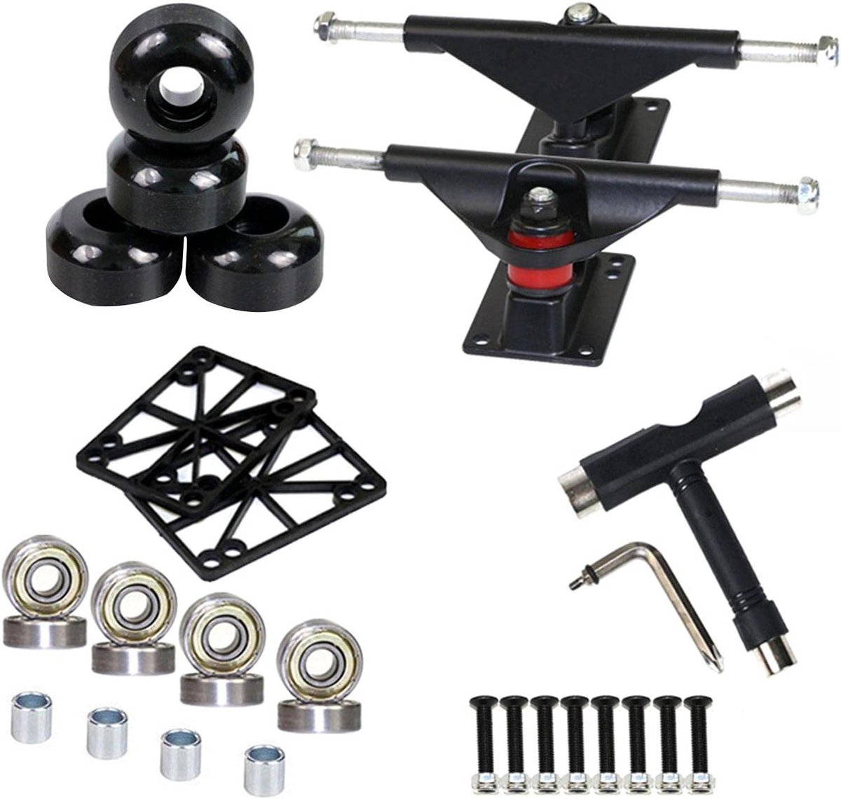 Skateboard Onderdelen Set Longboard Assen Straat Skaten Compleet Gereedschap 8 inch Decks Metaal Finish