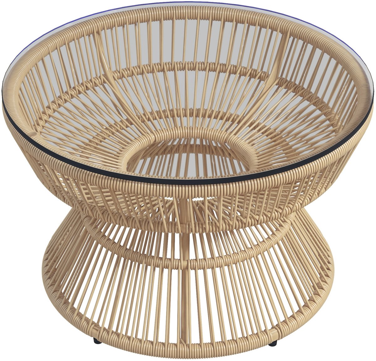 Outsunny Rattan Salontafel - Kunsthars - 60x60x37cm - Natuurlijk Hout