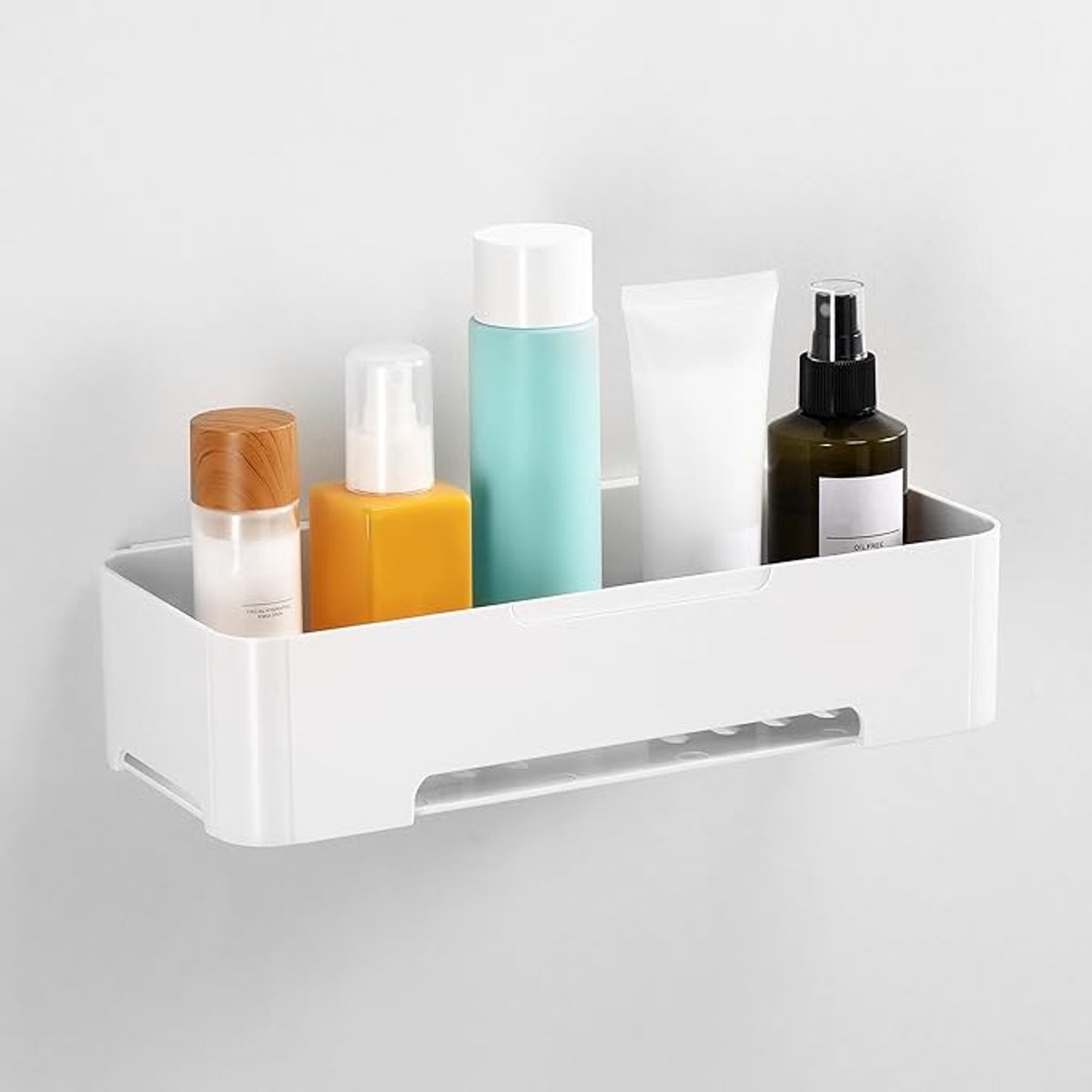 Autocollante Etagere Badkamer zonder doorslag Witte Etage Flottante de Douche Lijfstof Plastic Tablet Mural Badkamer op tegel