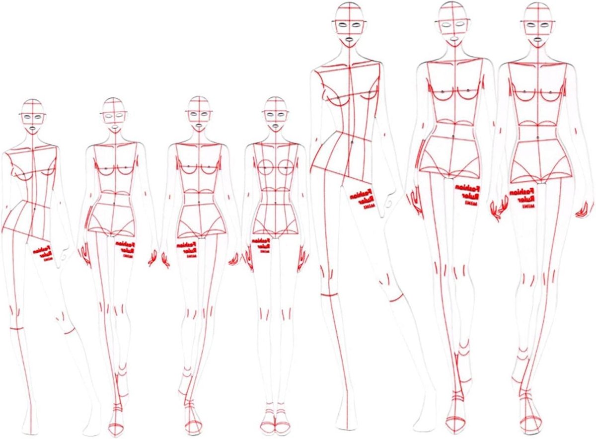 Patroon Liniaal Set - Naai Sjabloon - Kleding Ontwerpen - Nauwkeurige Verhoudingen - A4 Formaat - Transparant