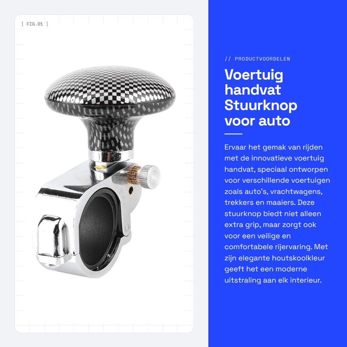 Dailygoods- Handvat Universele Stuurknop - Stuurknop Auto - Stuurknop Vrachtwagen - Stuurknop Trekker - Stuurknop Maaiers - Materiaal: Legering + ABS