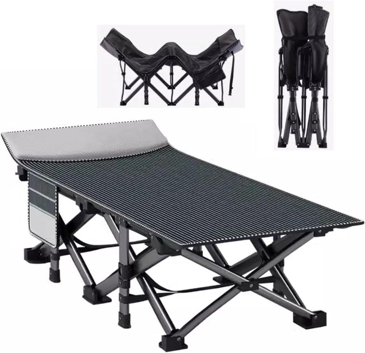 Vouwbaar Kampeerbed - Opvouwbaar Bed - Outdoor Reizen - Lichtgewicht Compact - 190 cm - Zwart