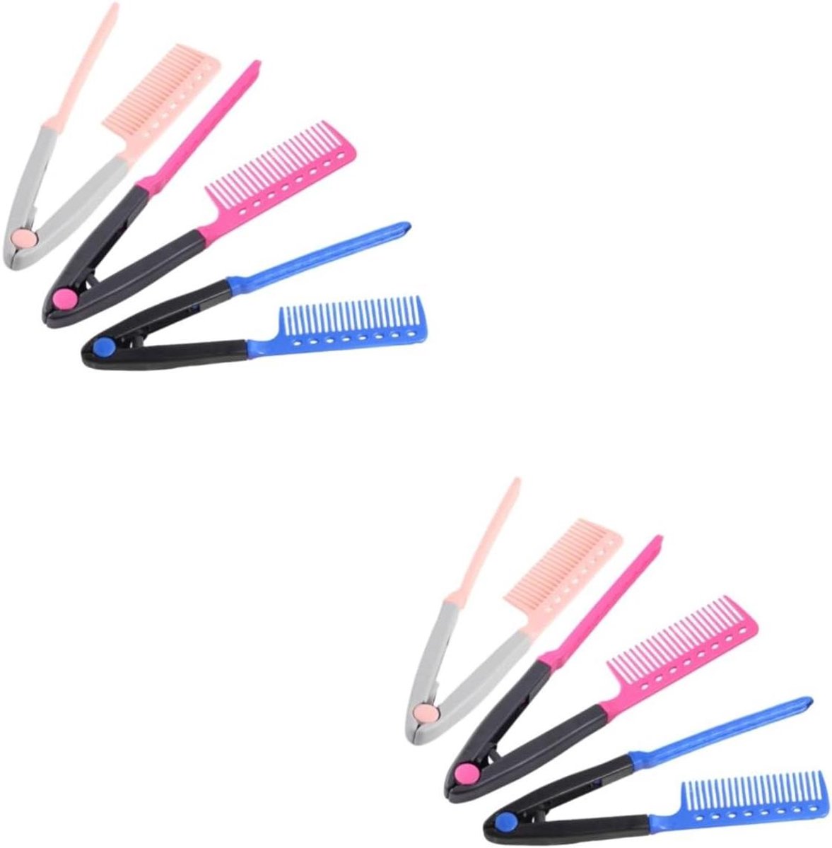 Haar Straightener Kam - Styling Borstel - Haar Stylen - V-vorm Ontwerp - 6 Stuks - Diverse Kleuren