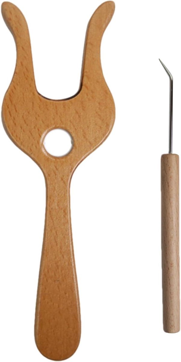 Vork Tool - Craft Vlechten Haak Loom, Weaving Aid | Mom Tante Haak Liefhebbers Project Accessoire voor Handgemaakte Tapijten Schoenveters Textiel Ambachten Creatieve Breien Vork Houten