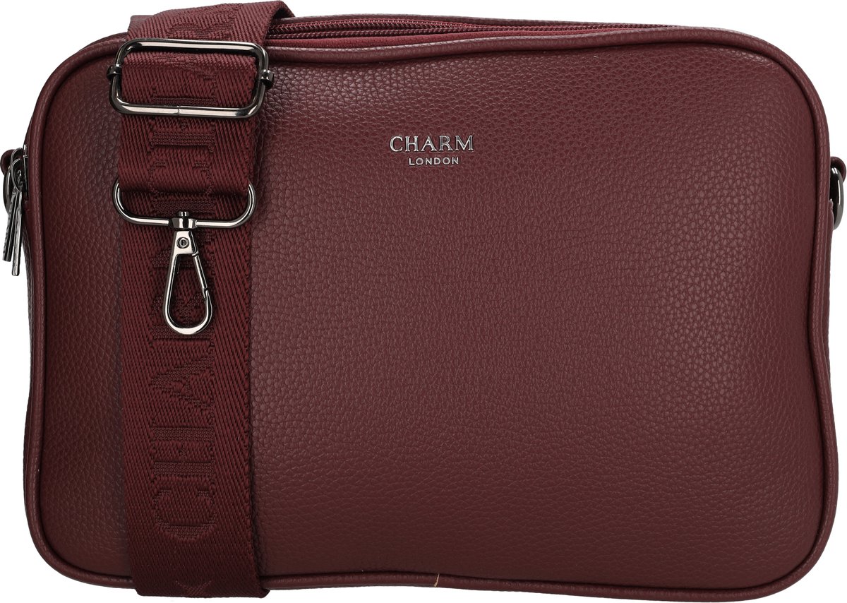 Charm London Mulberry Street Crossbodytas - Schoudertas - Drie Ritsvakken - Verstelbare Schouderband - Afneembaar - Damestas - Schoudertas - Bordeaux rood