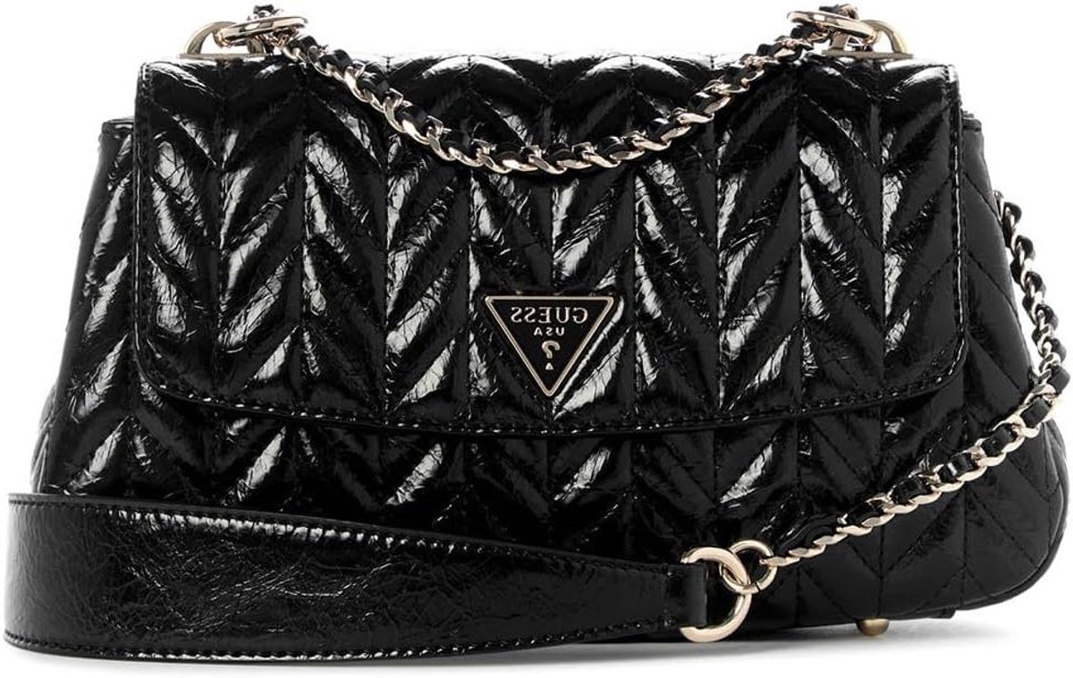 Schoudertas Dames - Handtas Crossbody - Dagelijks gebruik - Gewatteerd visgraatpatroon - 26 x 16 x 7 cm - Zwart