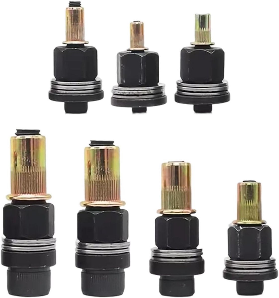 Klinkmoerboutgereedschap Set - Insteekadapter Moerinzet - Bevestigen Van Metalen - Dubbelmodus Gebruik - 7 Delig - Zwart