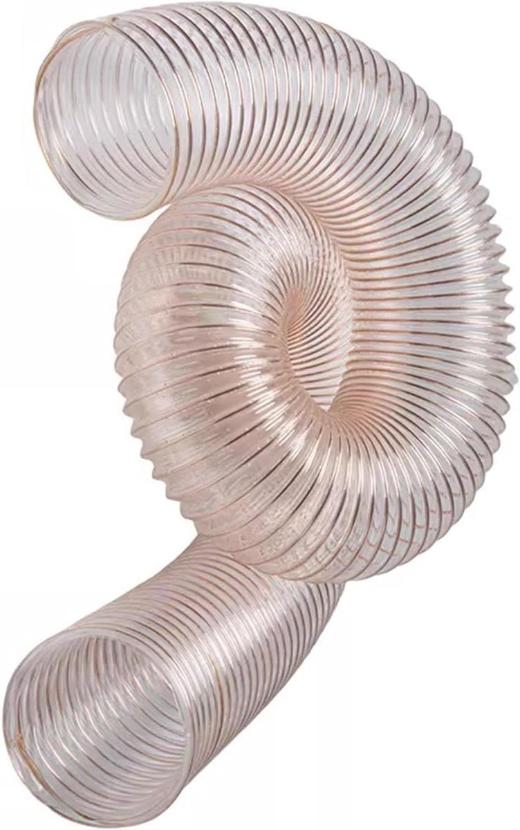 Stofopvangslang - Flexibel kanaal - Stofafzuiging werkplaats - Versterkt met staaldraad - Diameter 65mm - Transparant