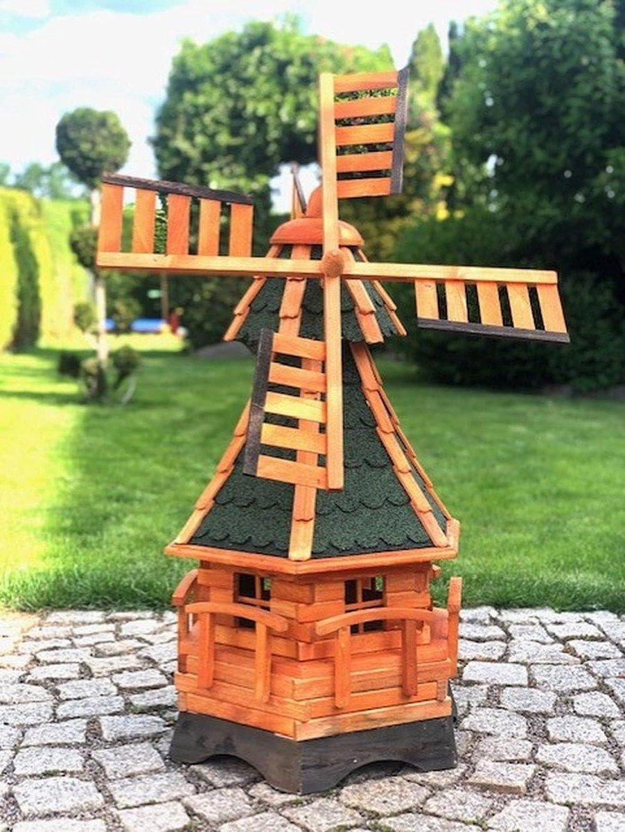 Handgemaakte Tuinwindmolen - Houten Windmolen Decoratie - Tuin Decoratie - Bitumen Shingle