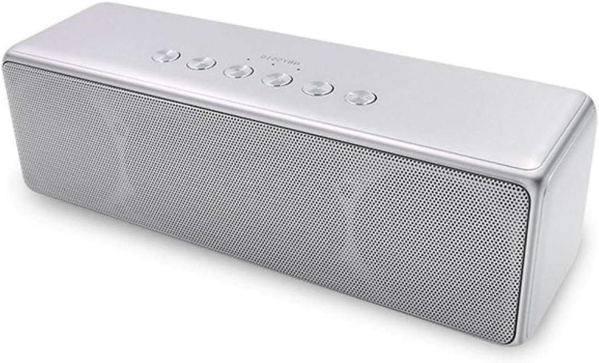 Draagbare Bluetooth Speaker - Draadloze Luidspreker Subwoofer - Muziek Luisteren Buiten - Hoogwaardig Stereogeluid - 208mm Lengte - Zilver