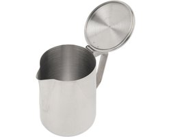 Sonew 600 Ml Roestvrijstalen Melkopschuimkan met Deksel, Ideale Koffiekop voor Latte Kunst in Keuken en Kantoor