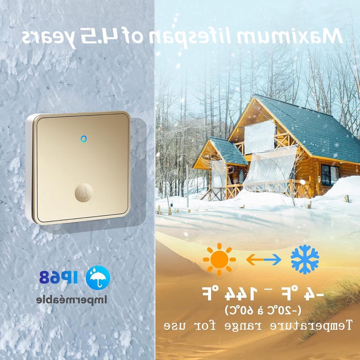 Draadloze Deurbel - Zelfaangedreven Zender - Huishoudelijk Gebruik - Geen Batterij Nodig - 150 Meter Bereik - Zwart