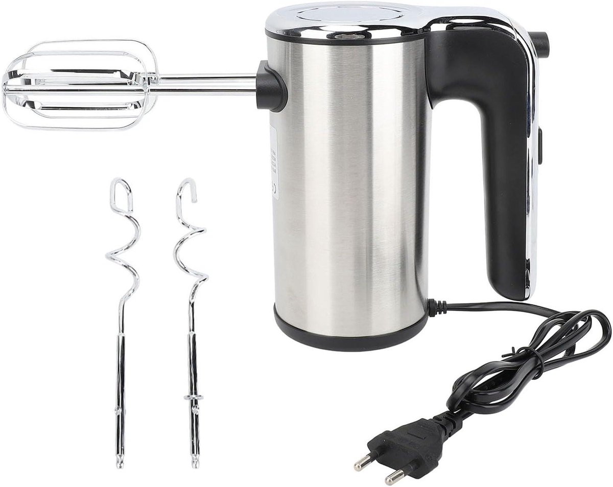 Elektrische Handmixer - Keukenmixer Slagroom - Bakken en Mixen - 500W Krachtige Motor - 5 Snelheden - Zilver