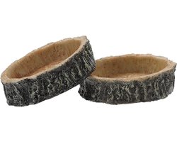 Reptielen Voederbak - Voerbak Schildpad - Reptielen Voeren - Antislip Rand - 10 cm - Natuurlijk Houtlook