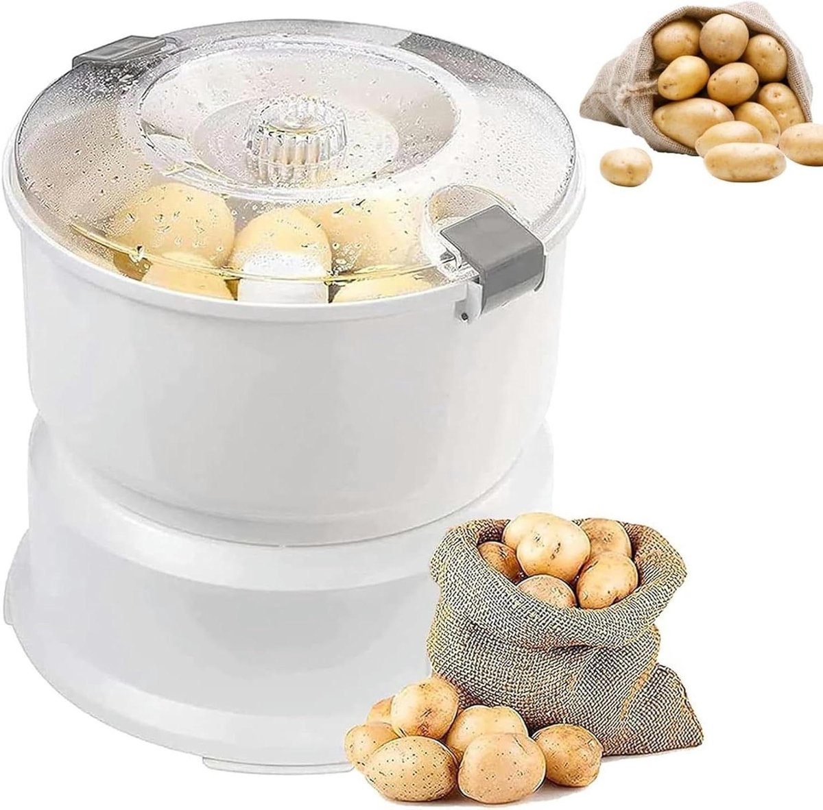 Elektrische Schilmachine - Aardappel Schillen - Keuken Hulp - Automatisch Met Knop - 1 kg Capaciteit - Wit