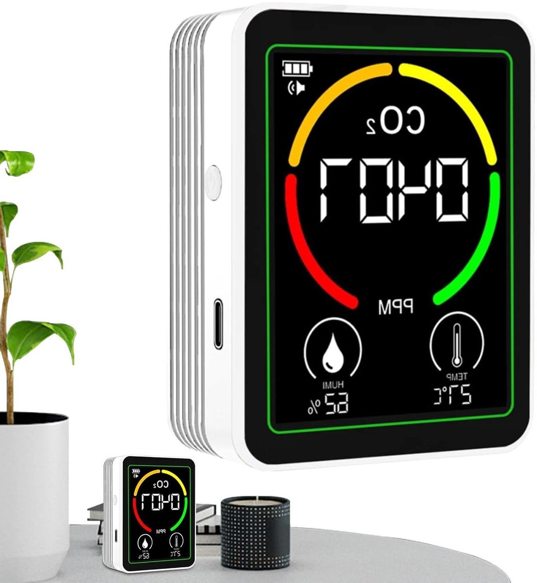 Luchtkwaliteit Monitor - Digitale Meter - Binnenklimaat Behouden - Geavanceerde Sensoren - 14 x 10 x 5 cm - Wit