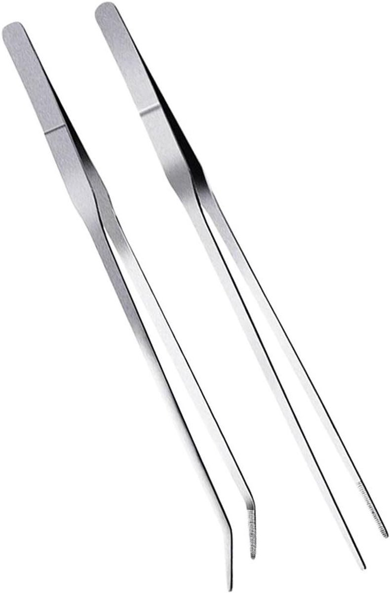 Pincetten set - Roestvrij staal - Aquarium planten - 2 soorten - 27 cm - Zilver