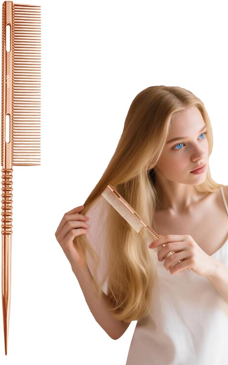 Puntstaart Kam - Haar Styling Tool - Dagelijkse Styling - Lichtgewicht Aluminium - 23.5 cm - Zilver