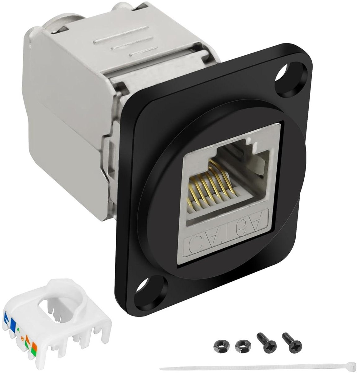 RJ45 Keystone Module - Ethernet Connector - Netwerk Installatie - Afgeschermd Toolless - CAT6A - Zilver