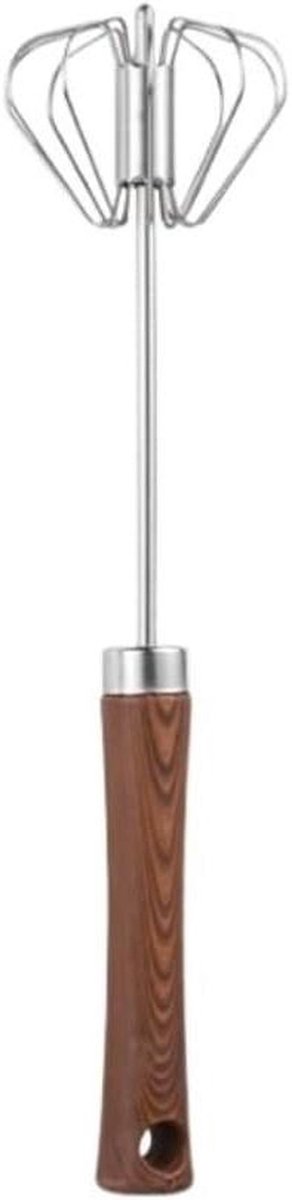 Handmatige Mixer - Eierklopper Bubbler - Keukenwerk Vergemakkelijken - Houtnerf Design - 28 cm - Bruin
