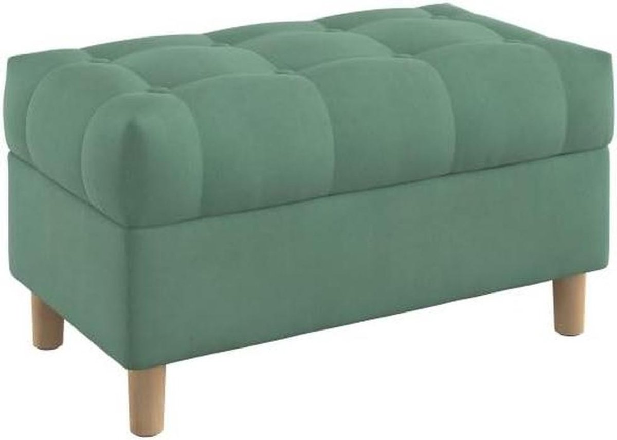 Opbergbank Gestoffeerd - Voetenbank Deense - Extra Zitplaats - Knooptufting Design - 80 cm Breed - Mint Groen