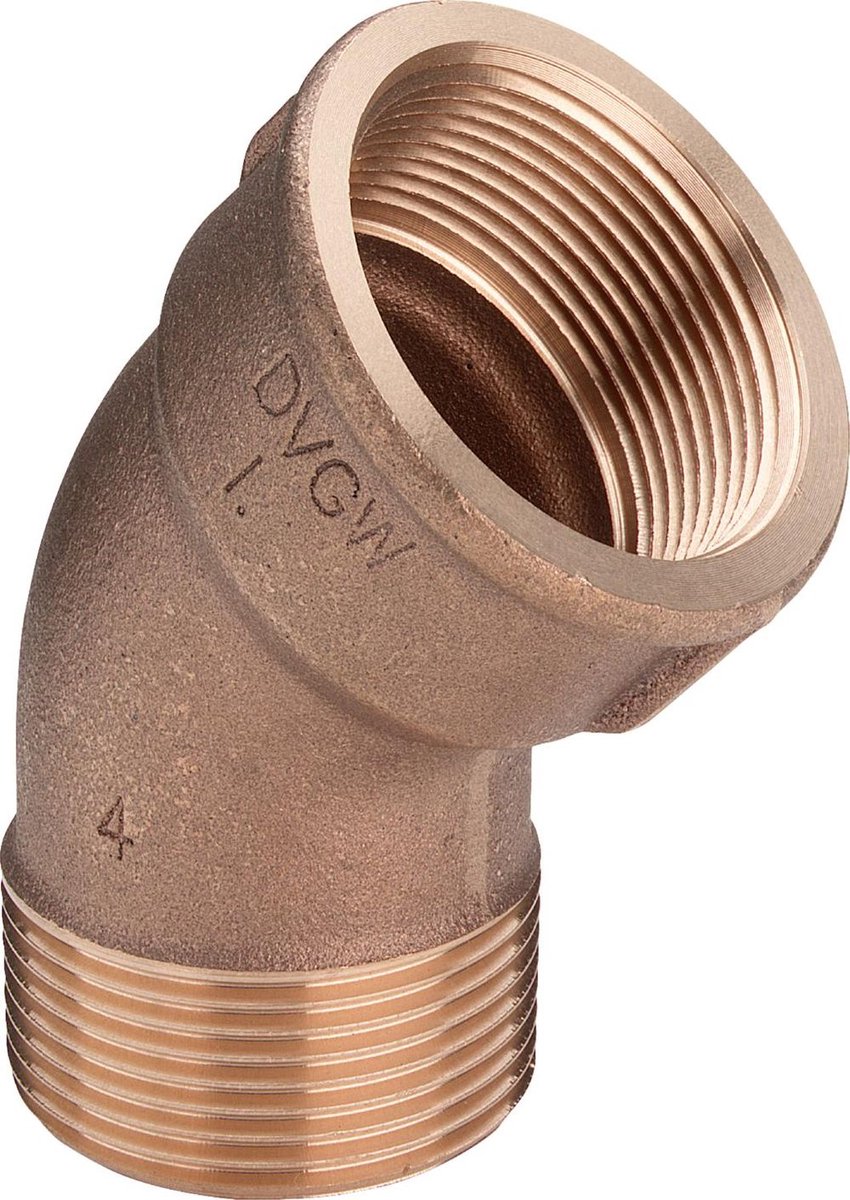 Viega Bocht 45 graden, R 3/8, Rp 3/8 roodkoper of siliciumbrons model 3121, 281755