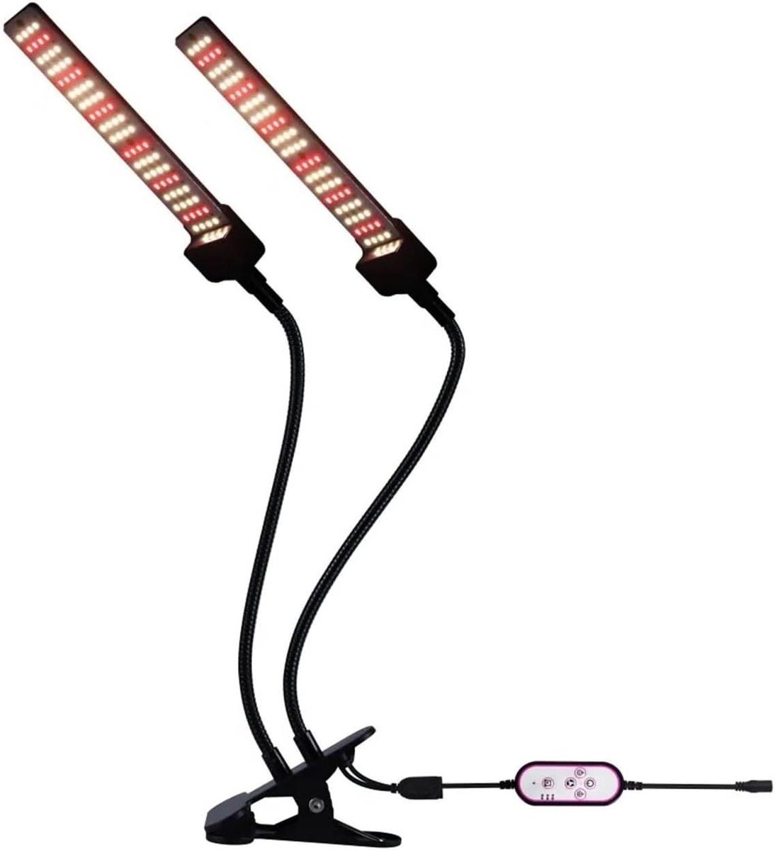 LED Groeilamp - Plantenlamp Binnen - Planten Kweken - Volledig Spectrum Licht - 2 Lamp Basis - Zwart