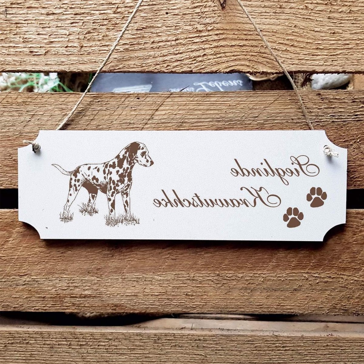 Honden Deurbord - Naambordje Huisdier - Huis Decoratie - Persoonlijke Gravure - 20 x 67 cm - Wit