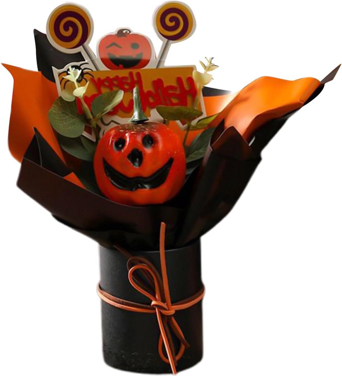 Halloween Boeket - Kunstbloemen Decoratie - Feestelijke Sfeer - Realistische Pompoenen - 23 x 23 cm - Oranje