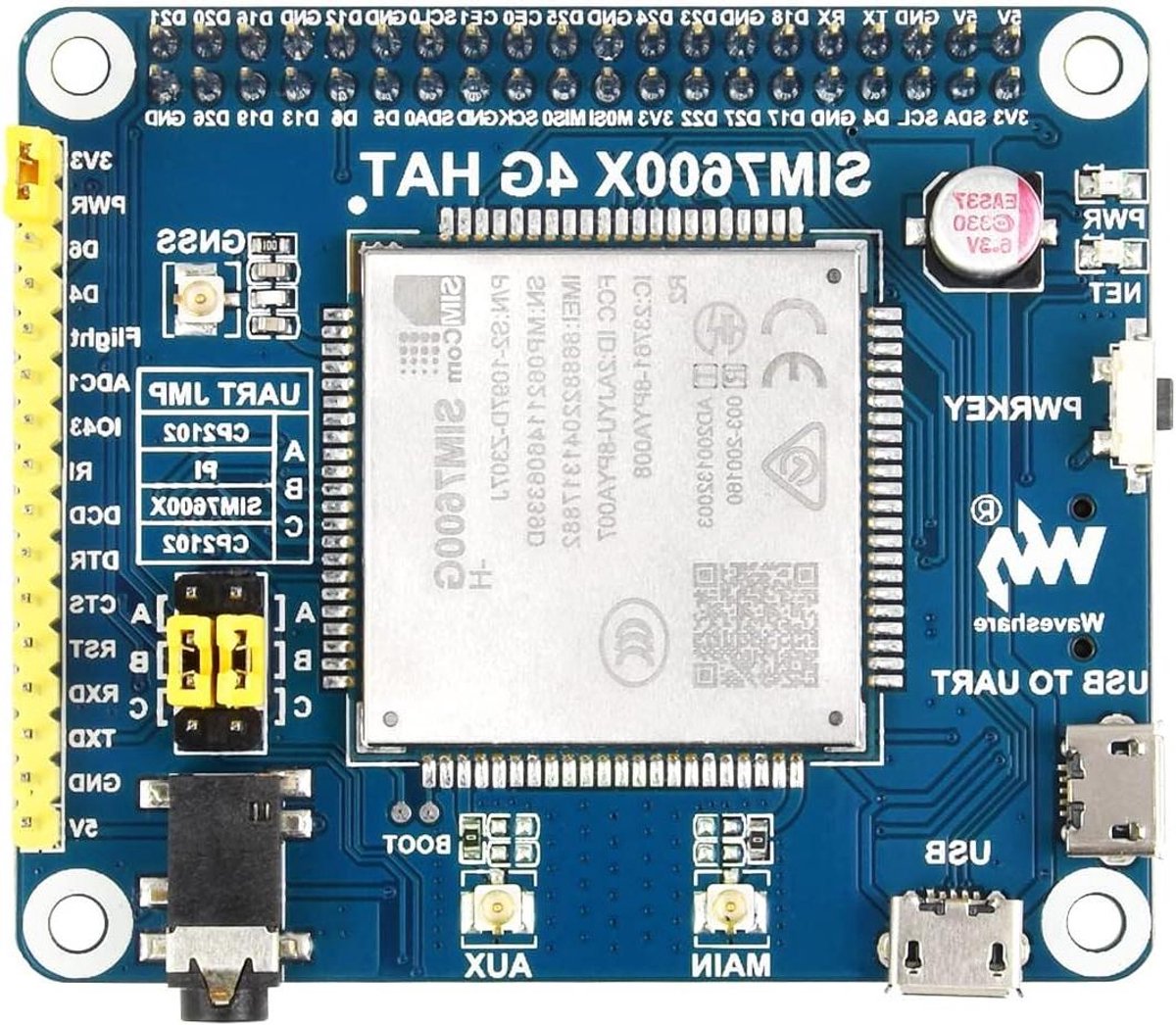 4G GSM Module - Communicatie HAT - Internet Connectiviteit - Globale Positionering - LTE CAT4 - Groen