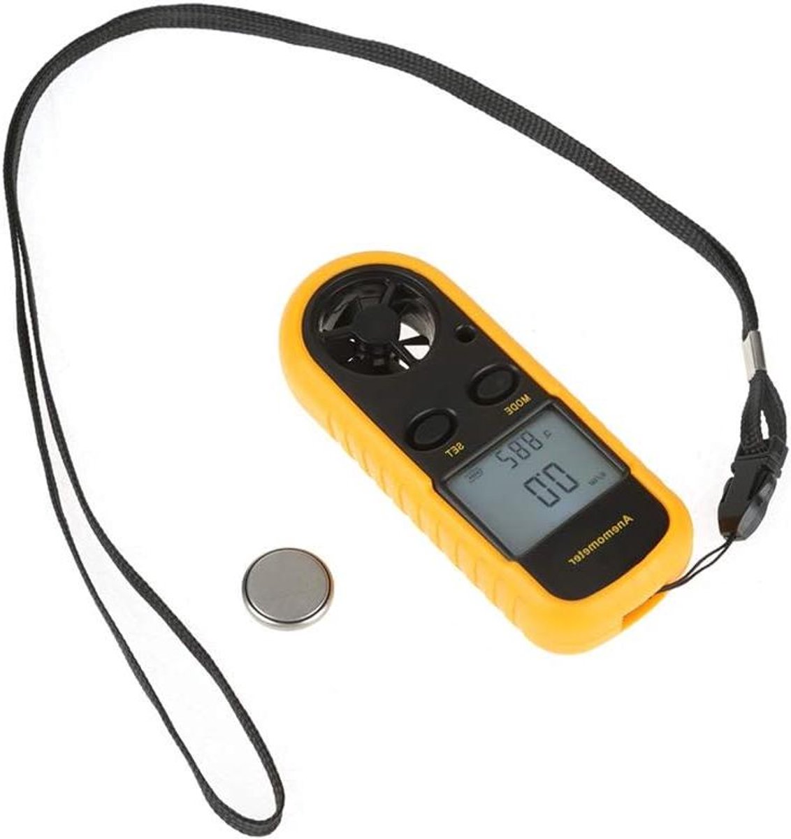 Digitale Windmeter - Luchtstroom Meter - Buitenactiviteiten Meten - Met LED Verlichting - 11.7 cm Lengte - Zwart