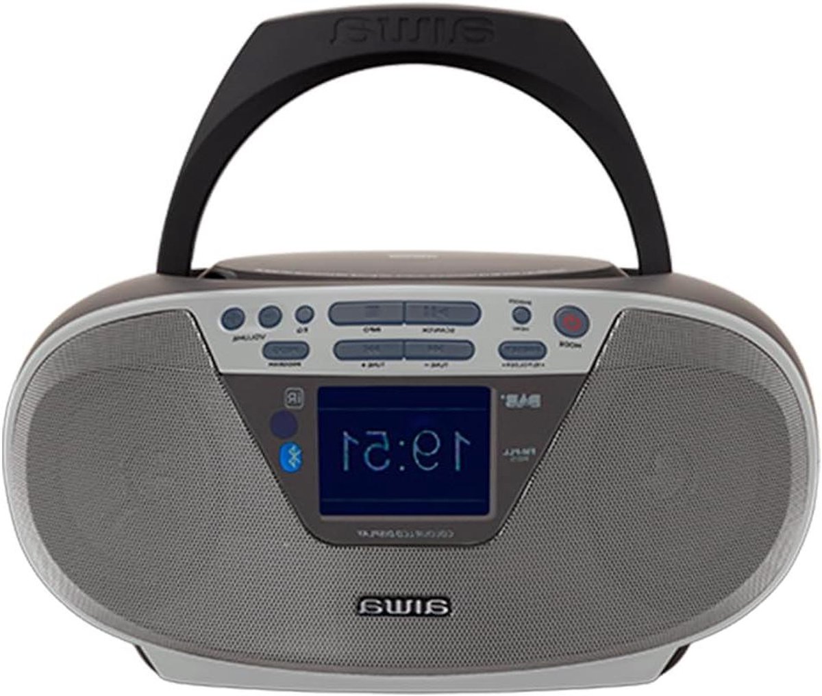 Draagbare CD Radio - Boombox Muziekspeler - Muziek Luisteren - Bluetooth 5.0 Connectiviteit - 6 Watt Vermogen - Zilverkleurig