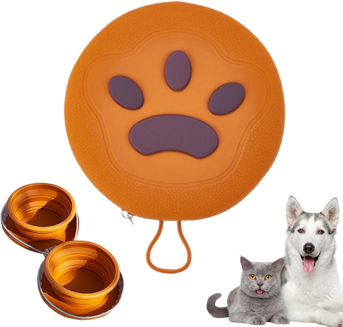 Draagbare Waterbak Hond - Opvouwbare Voederbak - Reizen met Dieren - 2-In-1 Ontwerp - 19x15 cm - Niet gespecificeerd