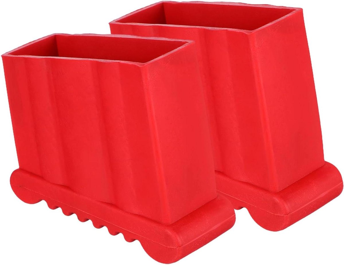 Laddervoeten Beschermhoezen - Ladderpoten Kussentjes - Vloer Beschermen - Antislip Stabiliteit - 9x8x4cm - Rood