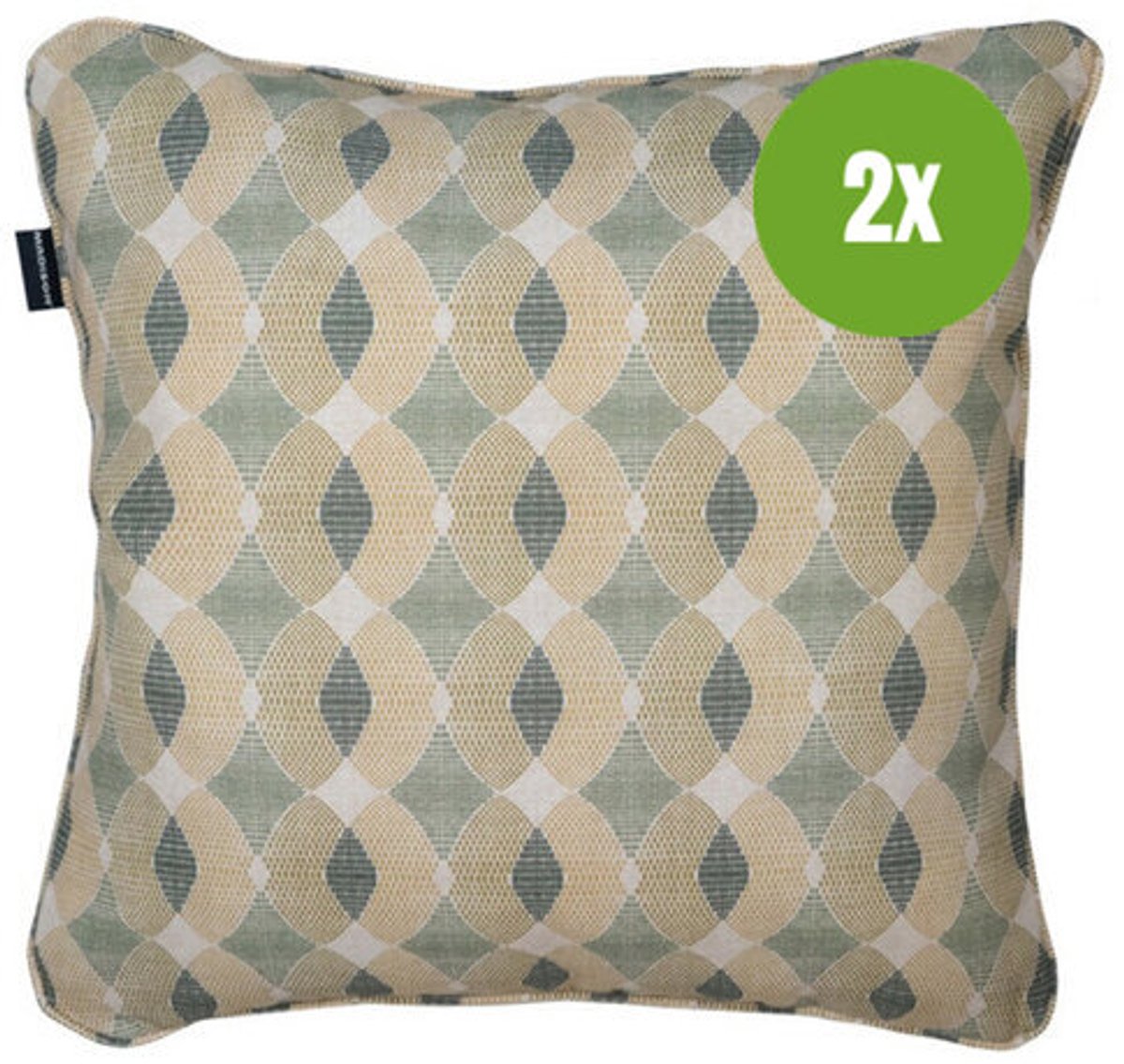 Sierkussen paspel ca.50x50cm Rae green 2 stuks