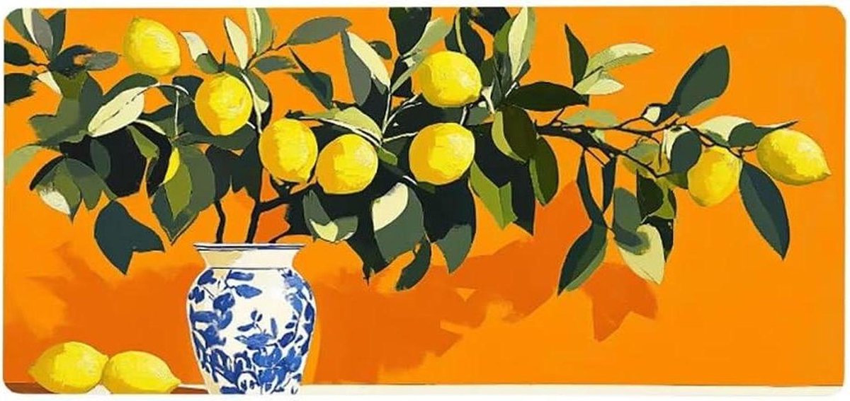 Mouse Pad Lemon Desk Mat Large 800 x 300 x 3mm Non-Slip Rubber Base Mouse Pad Vase Gaming Mouse Pad Soft Smooth Surface and Waterproof Desk Mat Large Mouse Pad for PC, Laptop,