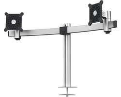 Monitor Arm – Bureauhouder Schermen – Ergonomisch Werken – Dubbele Monitorhouder – 21-27 inch – Zilver