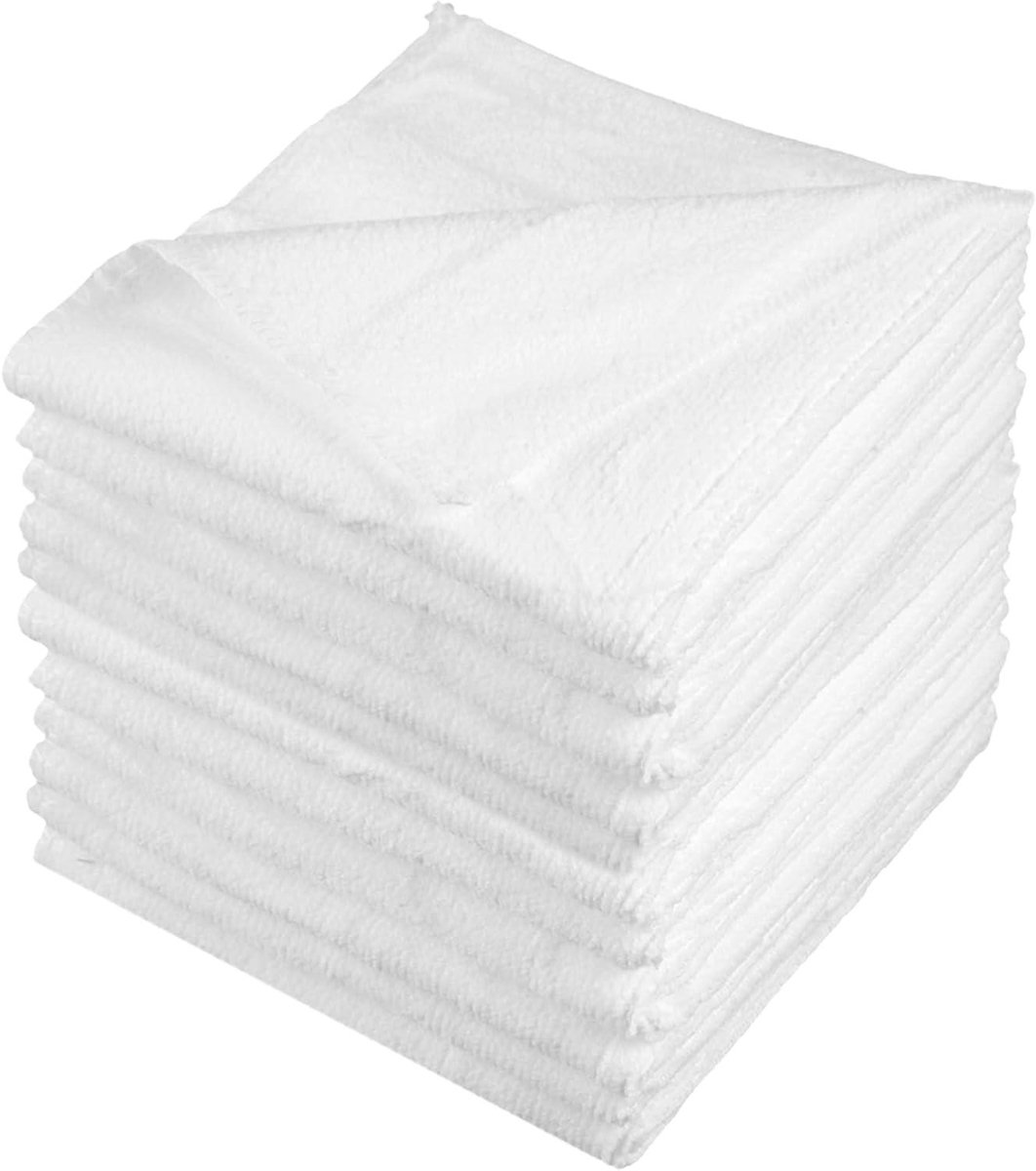 Microvezeldoeken - Poetsdoeken Set - Huis Schoonmaken - Pluisvrij - 30x30 cm 12 Stuks - Wit