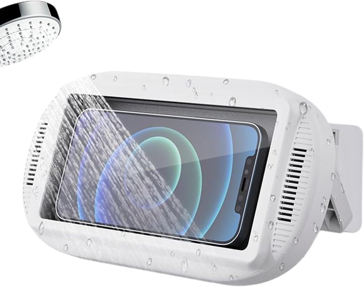 Telefoonhouder Douche - Mobiele Houder - Film Kijken - Dubbele Waterdichte Afdichting - 4-7 Inch Telefoons - Wit