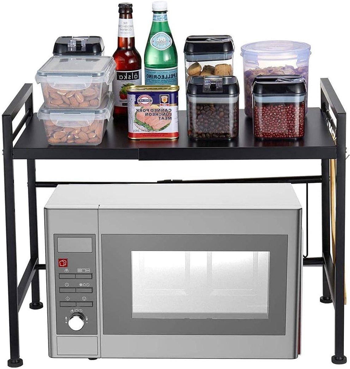 Magnetron Opbergrek - Keukenrek Plank - Keuken Organiseren - Uitbreidbaar Verstelbaar - 415-60 cm - Zwart