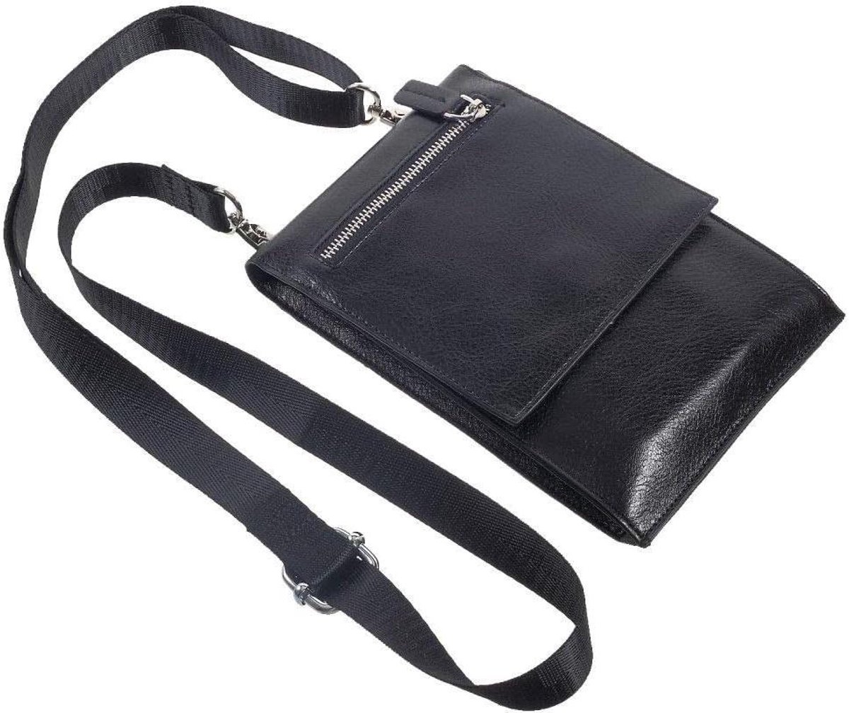 Schoudertas met Lanyard - Telefoon Tasje - Dagelijks Gebruik - Veel Opbergvakken - 175 g - Zwart