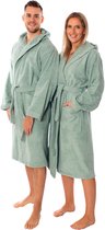 Lavea® Badjas Dames & Badjas Heren van 100% Katoen – Zachte Badjas van Badstof met Capuchon, Unisex Design, Ideaal voor Sauna & Thuis - XL - Eucalyptus
