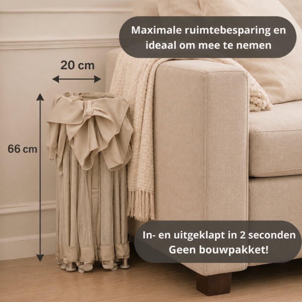 Broyari® Grondbox Baby 120x180 cm – Binnen 2 Seconden Inklapbaar – Inclusief Speelmat & 50 Speelballen – Opvouwbare Baby Speelbox – Kinderbox – Playpen – Beige thumbnail 5
